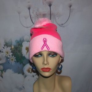 Breast Cancer Hat Embroidered Pink Insulated NWT